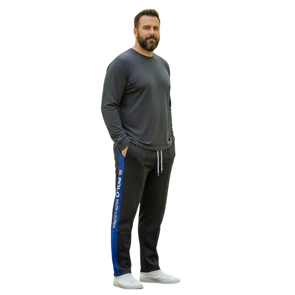 Polo Sport Ralph Lauren 1967 Black Blue Ankle Zip Track Pants XXL New